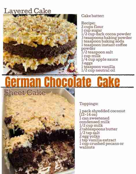 Delicious German Chocolate Cake! ———- Sheet Cake version ——- Recipe: 2 cups flour 1 cup sugar 1/2 cu...