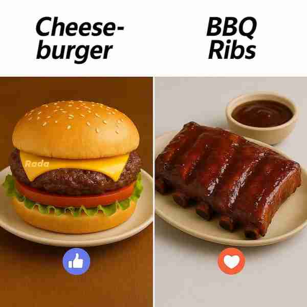 🍔🧀 Cheeseburger A cheeseburger is a juicy beef patty topped with melted cheese, nestled in a soft...