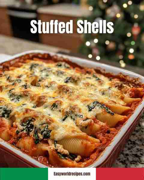 🇮🇹 Stuffed Shells Stuffed shells are a comforting baked pasta dish filled with creamy ricotta, spina...