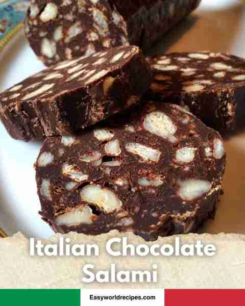 🍫 Italian Chocolate Salami Fun, no-bake treat with biscuits + nuts. Looks like salami but all sweet...