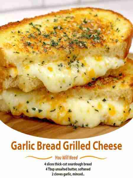 Garlic Bread Grilled Cheese 🧄🧀 Garlic Bread Grilled Cheese Buttery garlic crust meets melty cheese...