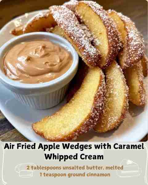 🍯 Air Fried Apple Wedges with Caramel Whipped Cream 🍎 Ingredients: For the Air Fried Apple Wedges:...
