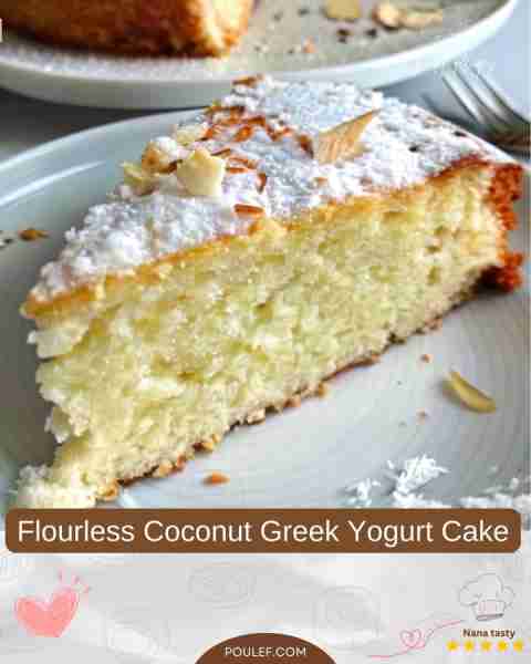 This Flourless Coconut Greek Yogurt Cake is soft, moist, and filled with tropical flavor—made with c...