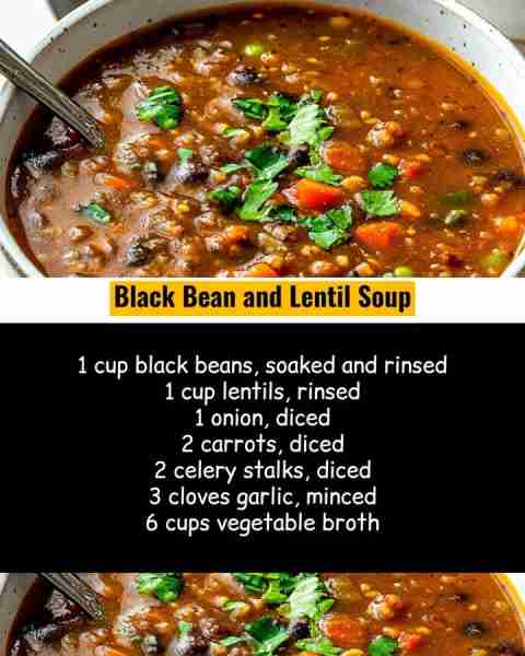 Cozy up with a hearty bowl of Black Bean and Lentil Soup—packed with flavor and perfect for any chil...