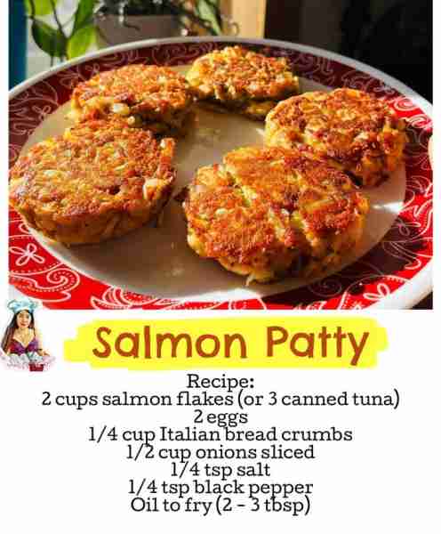 Delicious Salmon Patties Crispy on the outside and so tasty! Great for eating plain or with sandwic...