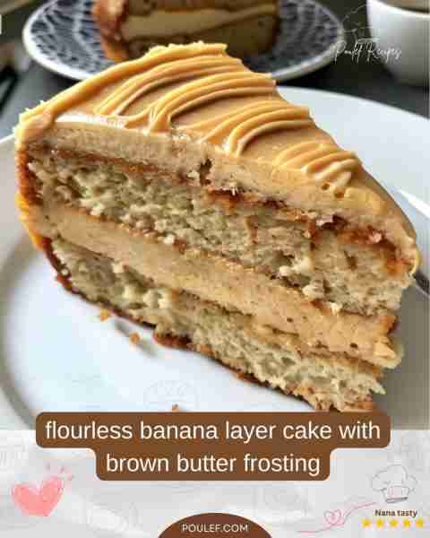 This flourless banana layer cake with brown butter frosting is a decadent and wholesome showstopper....