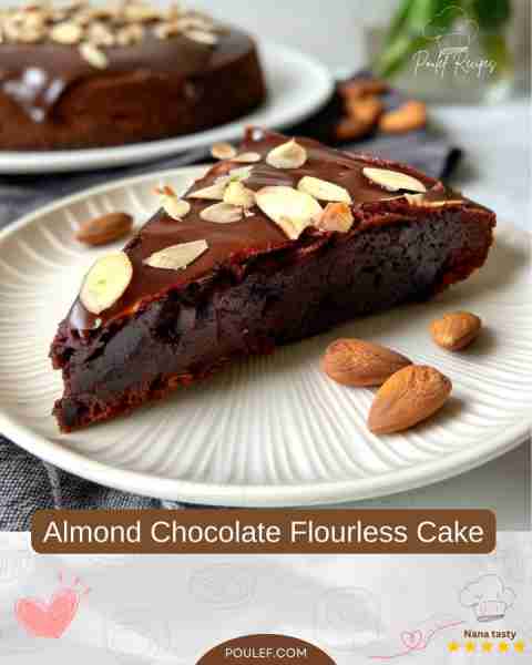 This Almond Chocolate Flourless Cake is decadently rich, moist, and packed with deep chocolate flavo...