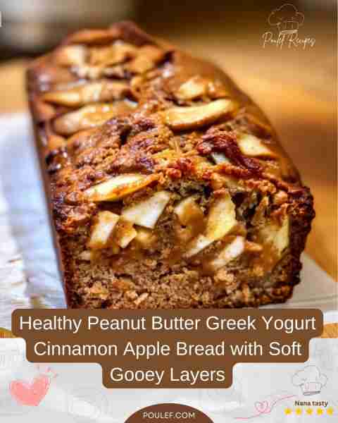 Healthy Peanut Butter Greek Yogurt Cinnamon Apple Bread with Soft Gooey Layers Ingredients: 2 apples...