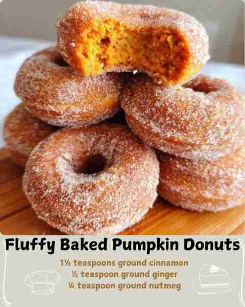 🎃 Fluffy Baked Pumpkin Donuts 🎃 Ingredients: For the Donut Batter: 2 cups (250g) all-purpose flour...