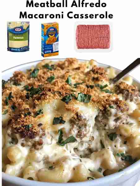 🍝 Meatball Alfredo Macaroni Casserole 🔹 Ingredients: For the meatballs (or use frozen meatballs):...