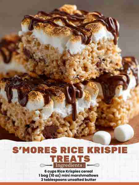 S’mores Rice Krispie Treats Ingredients: 6 cups Rice Krispies cereal 1 bag (10 oz) mini marshmallows...