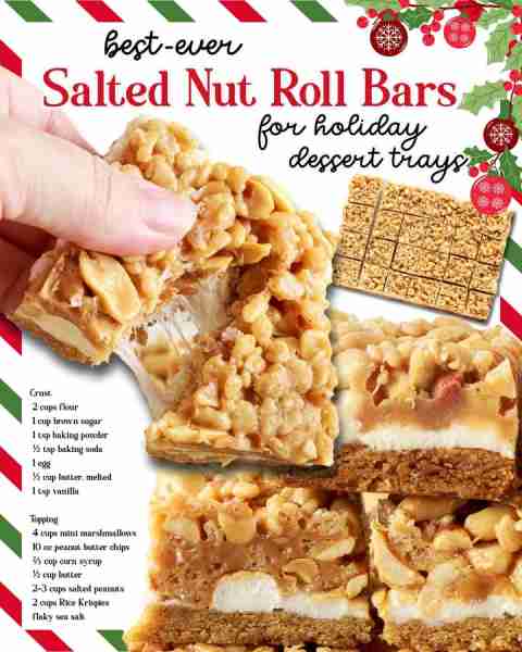 Salted Nut Roll Bars—sweet, salty, and utterly snackable. You’ll Need 👇 🌾 2 cups all-purpose flour...