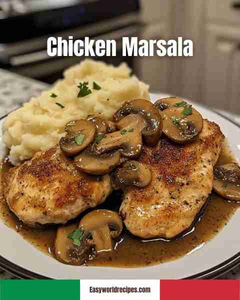 🇮🇹 Chicken Marsala Chicken Marsala is a classic Italian-American dish featuring pan-seared chicken b...