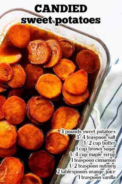 Candied Sweet Potatoes are a classic Thanksgiving side dish made with slices of sweet potato in a sw...