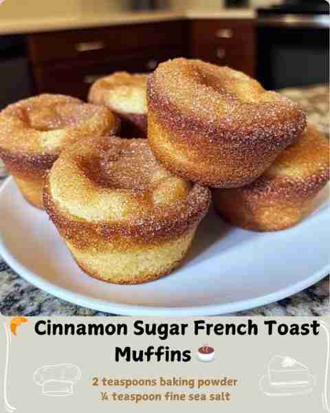 🥐 Cinnamon Sugar French Toast Muffins ☕ ✨ Ingredients DRY INGREDIENTS: • 2 cups all-purpose flour...