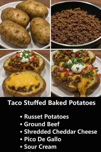 Taco Stuffed Baked Potatoes❤️-Don't LOSE this Recipe 😋 Ingredients: 1 can of refried beans/ Ground...