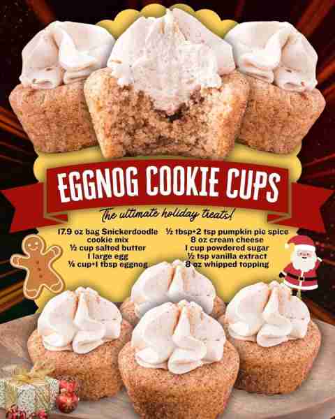 EGGNOG COOKIE CUPS! Recipe: https://princesspinkygirl.com/eggnog-cookie-cups/ 17.9 oz bag Snickerdoo...