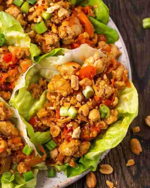 These Asian Chicken Lettuce Wraps are wholesome, light, and quick to make! Ground chicken is simmere...