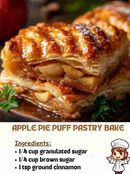 Apple Pie Puff Pastry Bake Ingredients 1/4 cup granulated sugar 1/4 cup brown sugar 1 tsp ground ci...