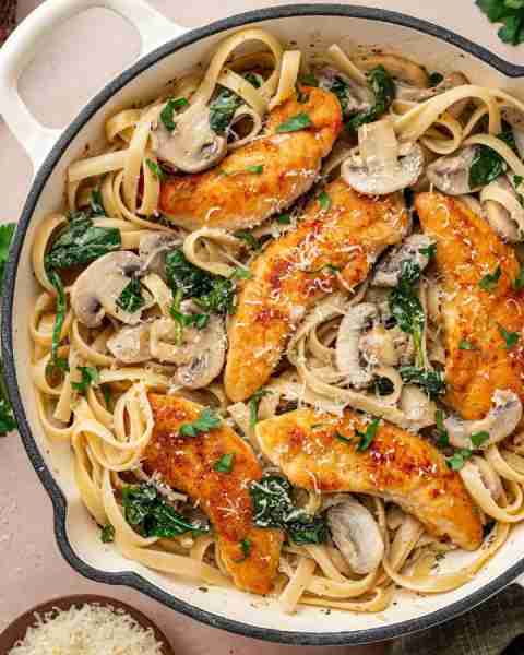 Chicken Marsala Fettuccine 🍄‍🟫🥬