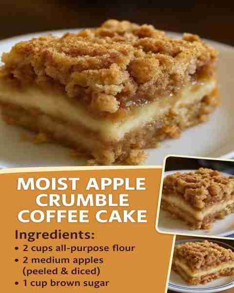 Moist Apple Crumble Coffee Cake 🍎🍰☕ Ingredients: 1. 2 cups all-purpose flour 2. 2 medium apples (...