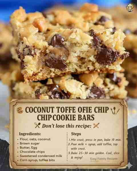🔥 Coconut, toffee, oats, and chocolate all baked into golden, chewy bars—heaven in every bite! 🍪 S...