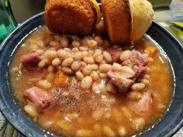 Now that was a great supper! Soaked the Navy beans overnight, put in the crock-pot this morning with...