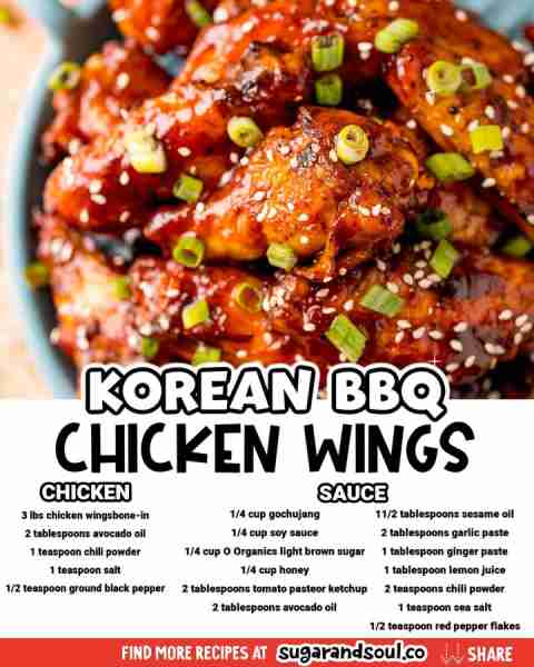 🔥🍗 These Grilled Korean BBQ Chicken Wings are tender, juicy, and smothered in a sweet heat sauce t...