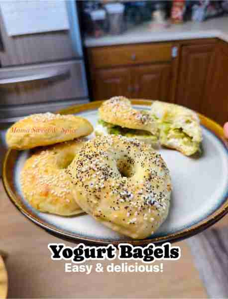 Quick and Easy “Yogurt Bagels”-In 30 Minutes! No yeast Needed! Recipe: 1 cup Greek yogurt 2 cup all...