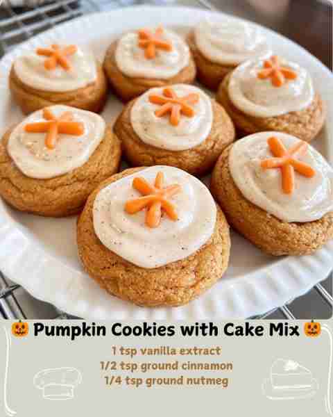 🎃 Pumpkin Cookies with Cake Mix 🎃 🍪 Ingredients (Makes ~24 cookies) 1 box (15.25 oz) yellow or sp...