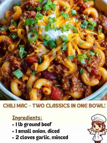 Chili Mac – Two Classics in One Bowl! Ingredients 1 lb ground beef (or turkey) 1 small onion, diced...