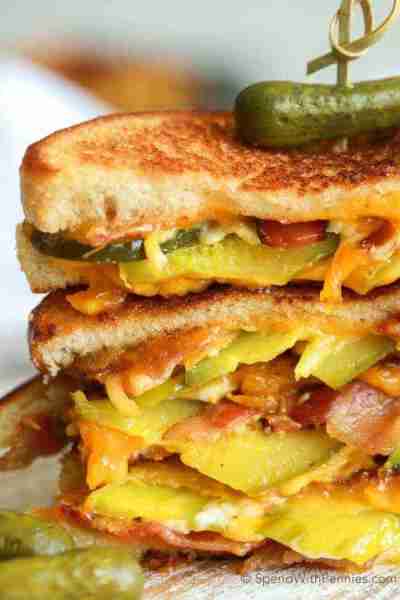 This is the best sandwich ever with loads of crispy bacon, gooey cheese and crunchy dill pickles. ht...