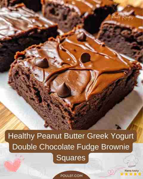 Healthy Peanut Butter Greek Yogurt Double Chocolate Fudge Brownie Squares Ingredients: 1/2 cup peanu...