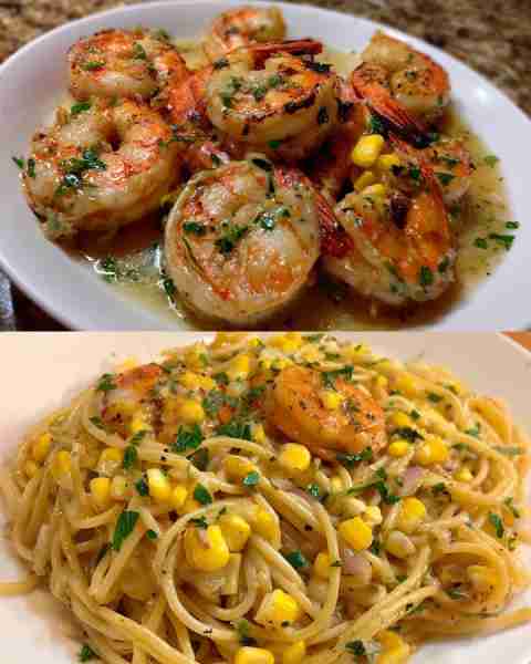 Garlic Butter Shrimp with Roasted Corn Pasta Succulent Garlic Butter Shrimp Tossed with Roasted Corn...