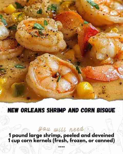 New Orleans Shrimp and Corn Bisque Ingredients For the Soup: 1 pound large shrimp, peeled and devein...