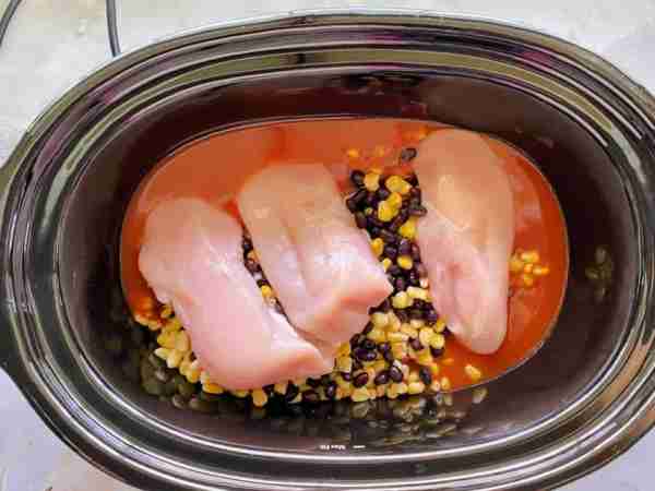 Crockpot Chicken Enchilada Soup Ingredients ▢19 ounces Mild Enchilada Sauce ▢15 ounces Black Beans d...