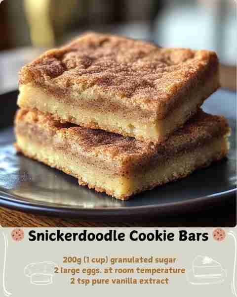 🍪 Snickerdoodle Cookie Bars 🍪 Ingredients For the Base: 170g (¾ cup) unsalted butter, melted and s...