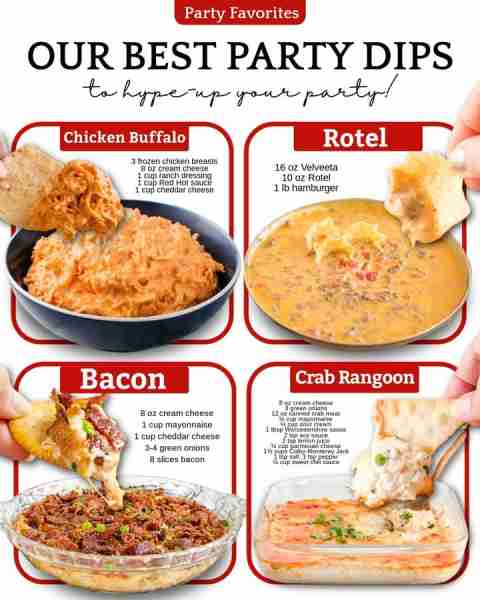 Hosting a party? These dips will disappear faster than you can say “snack time!” 🥨 Ingredients 🟣 C...