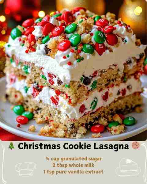 🎄 Christmas Cookie Lasagna 🍪 Layers (bottom to top): Oreo Crust: • 36 Oreo cookies, finely crushed...