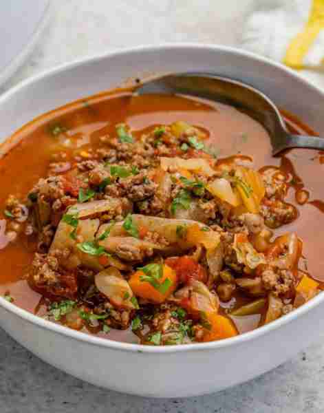 Cabbage Soup with Beef is a Hot & Hearty, Protein Packed + Veggie Packed Combo sure to Warm You Up n...