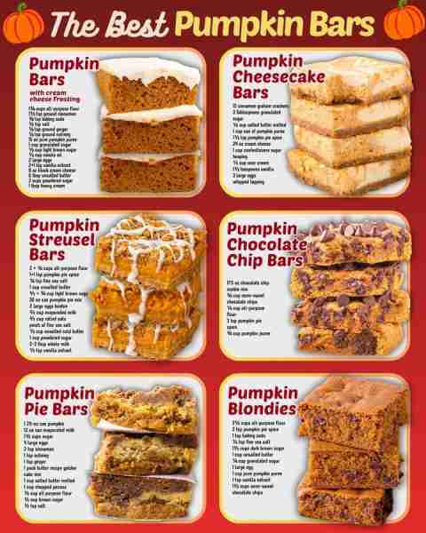 THE BEST PUMPKIN BARS RECIPE! PUMPKIN BARS WITH CREAM CHEESE FROSTING: 1¾ cups all-purpose flour 1½...