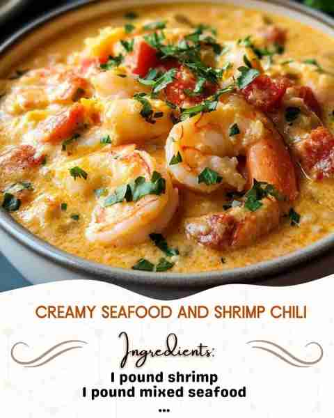 Creamy Seafood and Shrimp Chili Ingredients: 1 pound shrimp, peeled and deveined 1 pound mixed seafo...