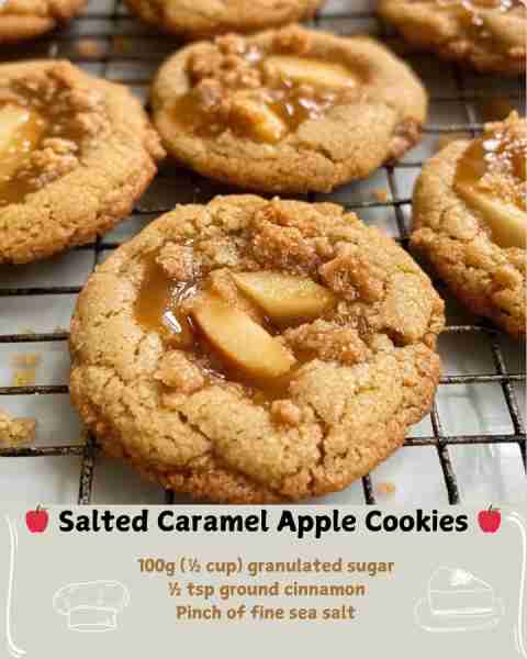 🍎 Salted Caramel Apple Cookies 🍎 Ingredients For the Apple Caramel Swirl: 1 medium apple (any vari...