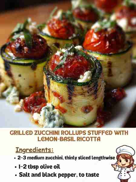 Grilled Zucchini Rollups Stuffed with Lemon-Basil Ricotta Ingredients 2–3 medium zucchini, thinly s...