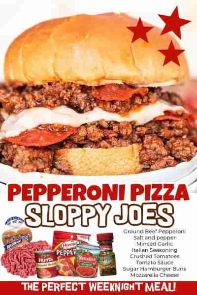 Pepperoni Pizza Sloppy Joes recipe from Eating on a Dime