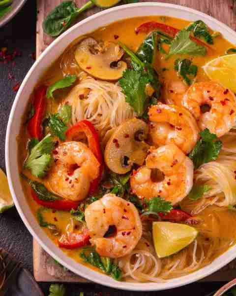 🍤🍤Thai Shrimp Coconut Curry Noodle Soup🍤🍤