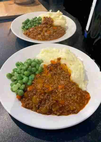 Scottish cuisine: mince & tatties with peas
