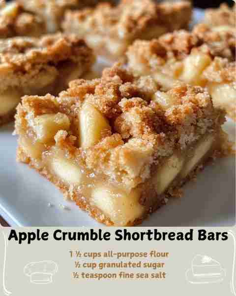 🍏 Apple Crumble Shortbread Bars 🍯 Ingredients: For the Shortbread Base: 1 ½ cups all-purpose flour...