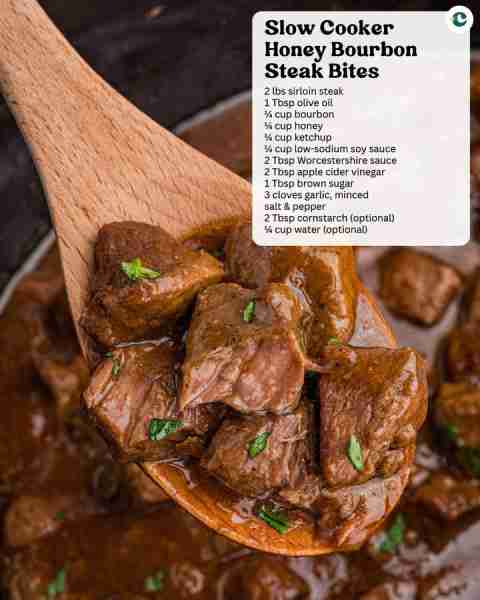 Honey Bourbon Steak Bites 🍯 🥃 🥩 ☐ 2 lbs sirloin steak ☐ 1 Tbsp olive oil ☐ ¼ cup bourbon ☐ ¼ cup...