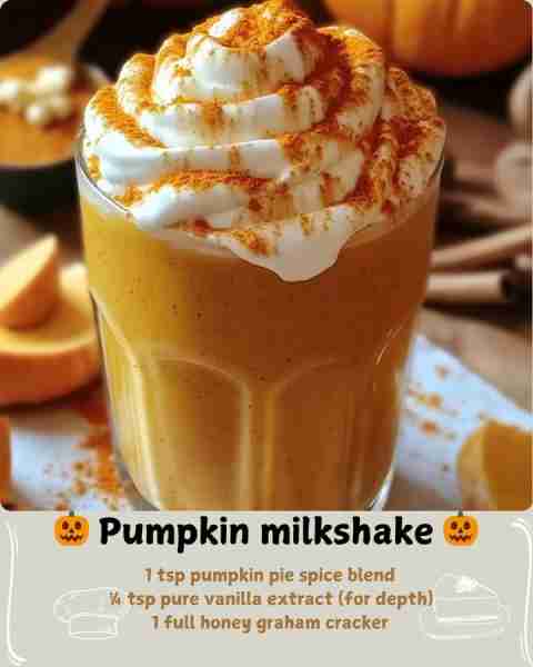 🎃 Pumpkin milkshake 🎃 What You’ll Need: ½ cup pure pumpkin puree (not pie filling) ⅓ cup cold unsw...